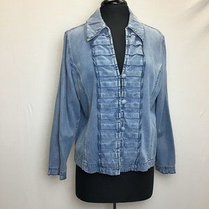 Chambray Pleated/Ruffled Jacket